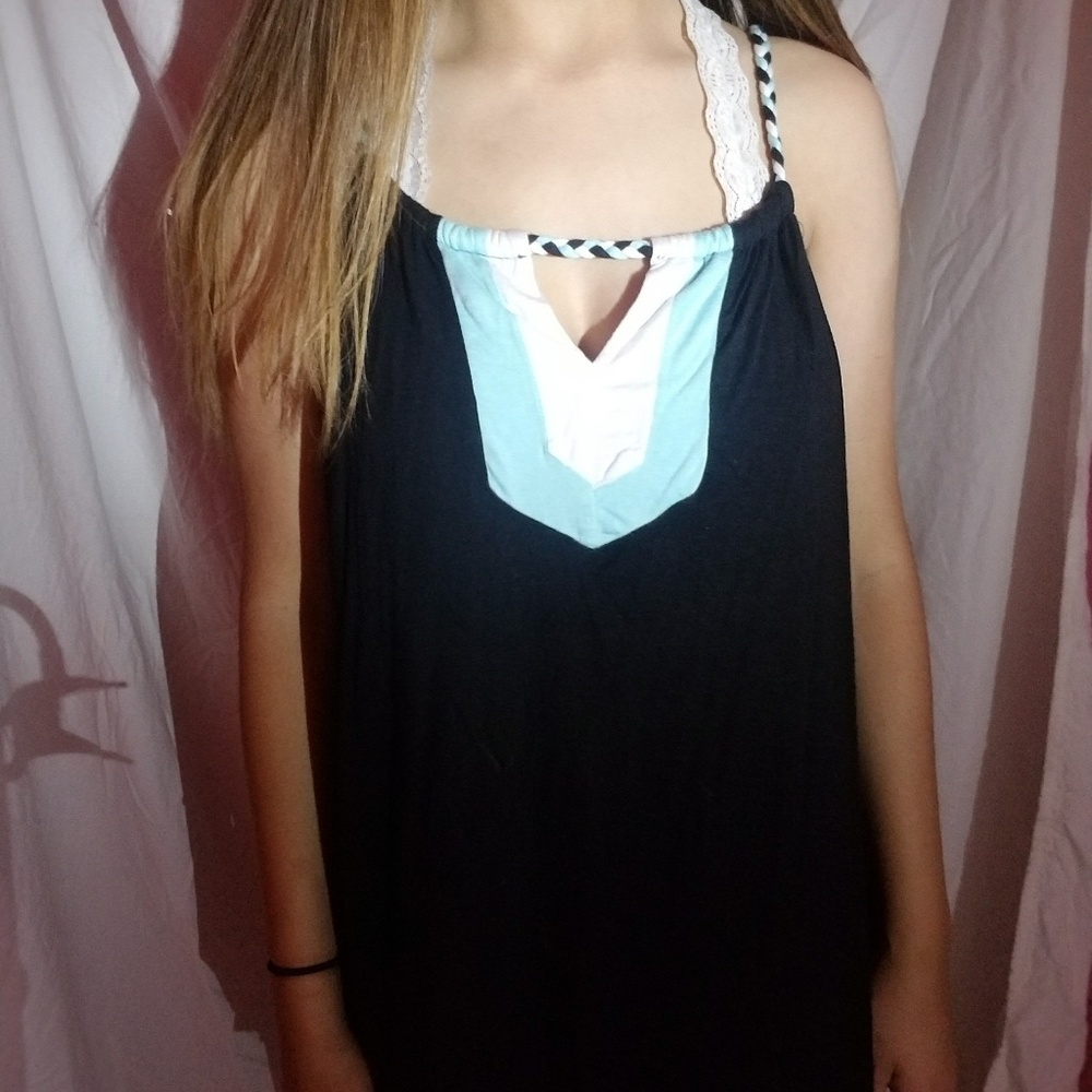 Black, White, and Teal S-Twelve Dress